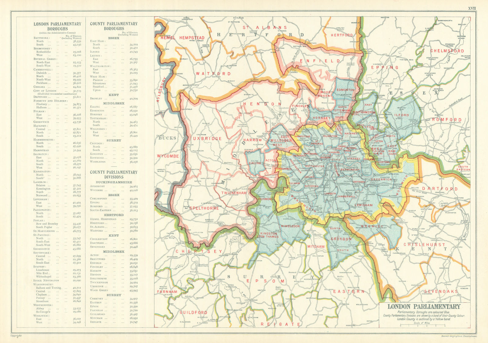 GREATER LONDON PARLIAMENTARY. Constituencies Boroughs # electors. BACON 1919 map